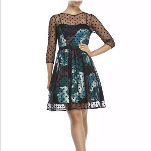 Eliza J Womens Floral Polka Dot Mesh Dress